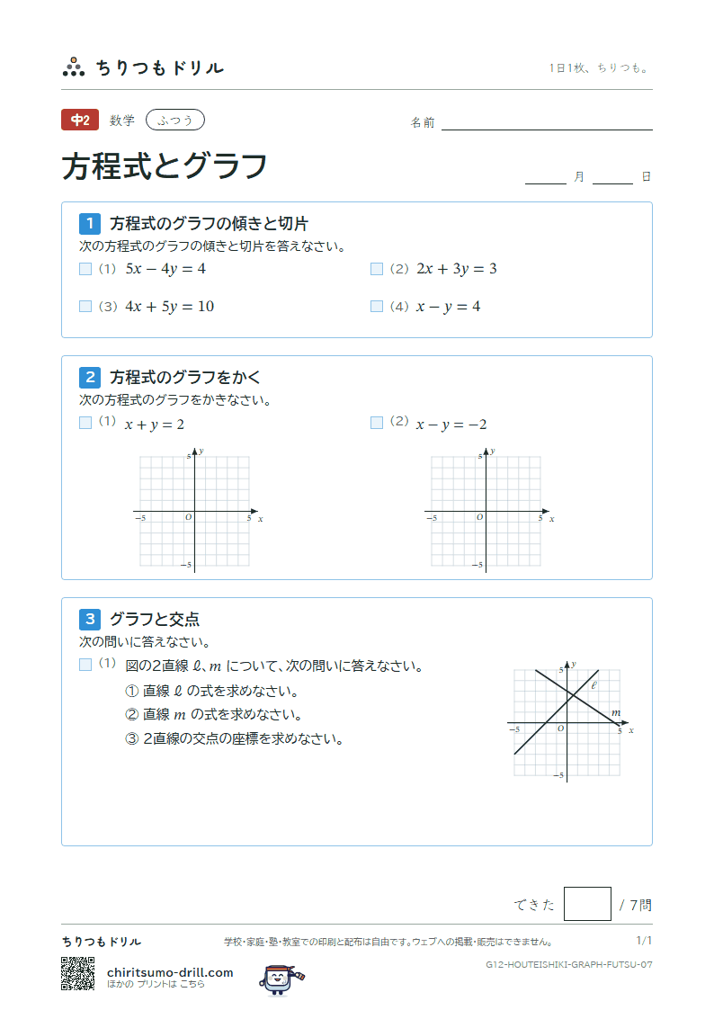 方程式とグラフ ふつう その7の見本