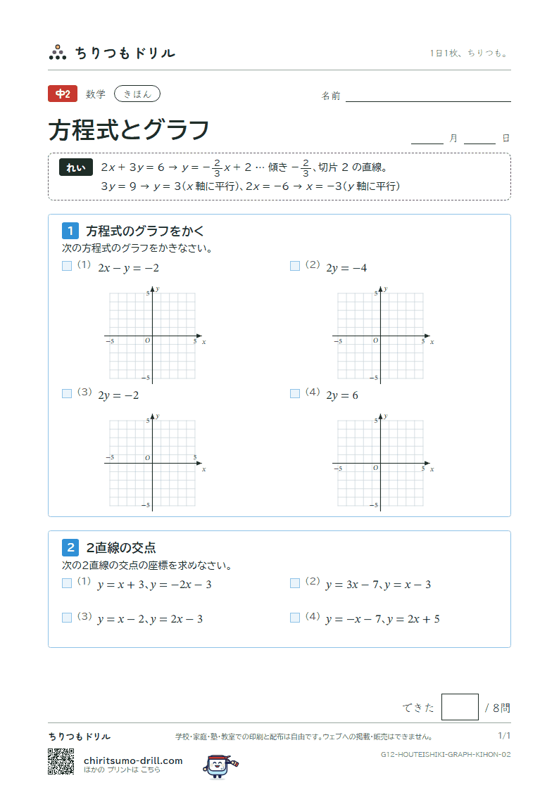 方程式とグラフ きほん その2の見本
