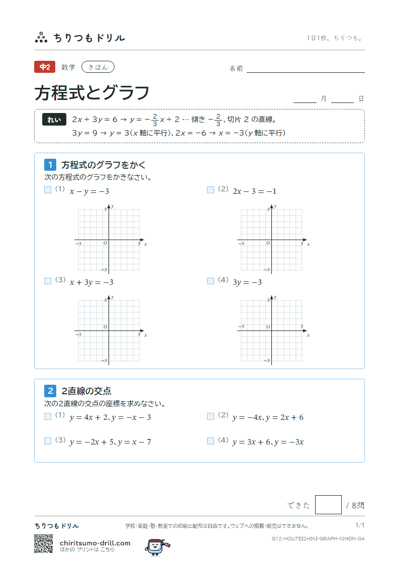 方程式とグラフ きほん その4の見本