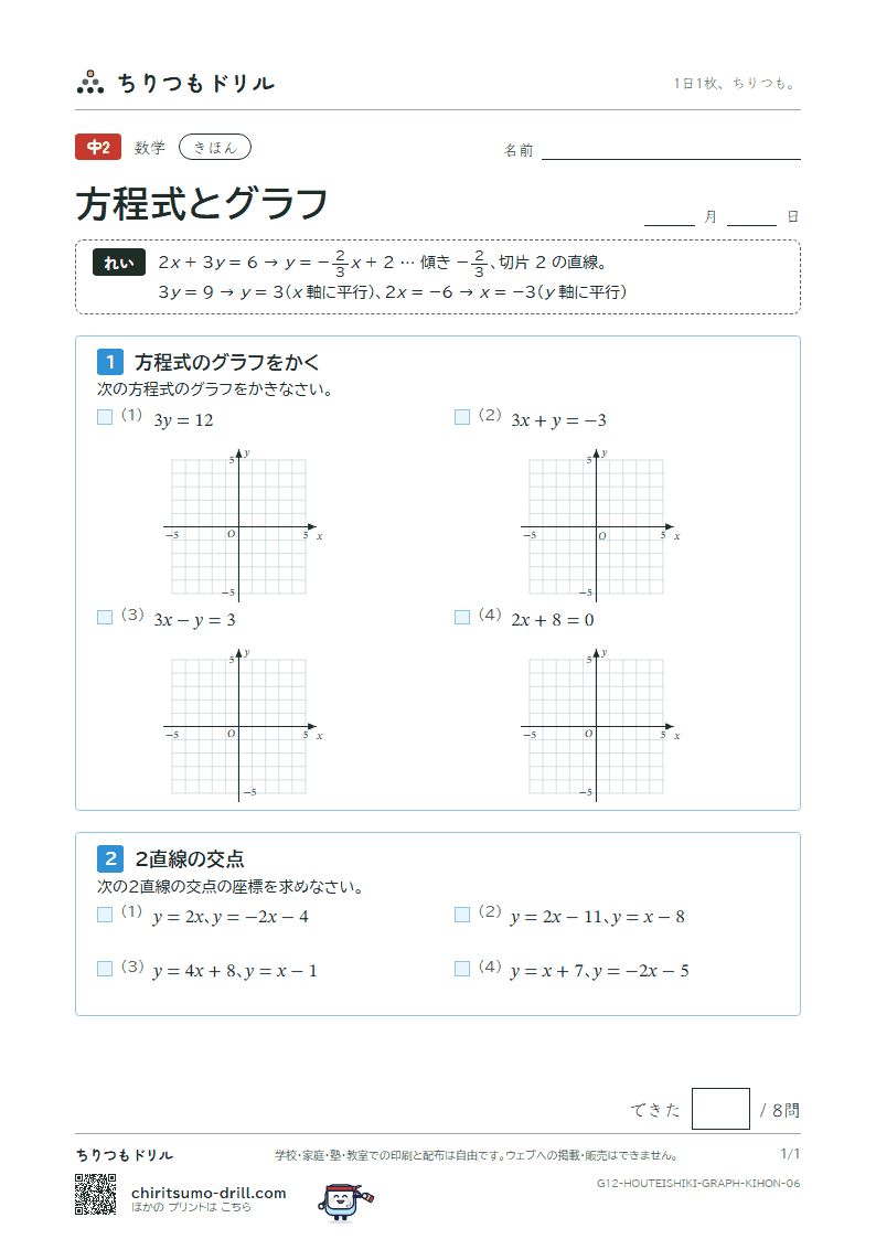 方程式とグラフ きほん その6の見本