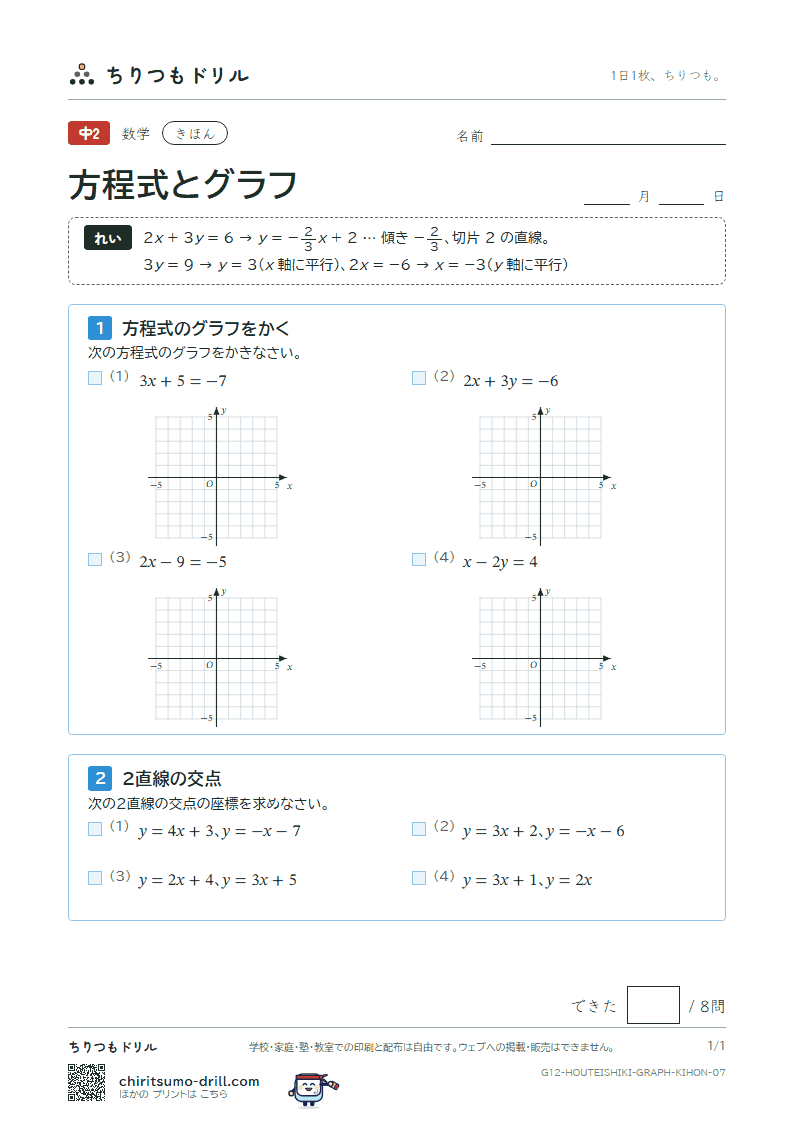 方程式とグラフ きほん その7の見本