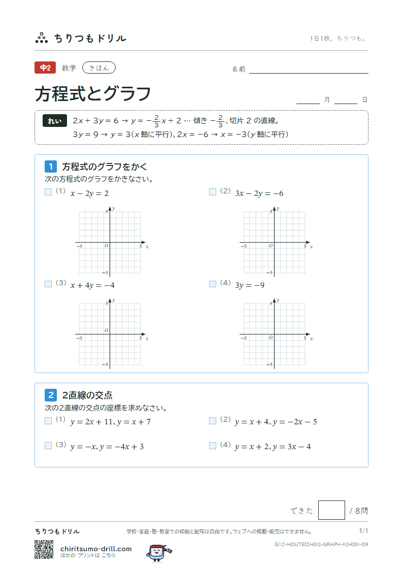 方程式とグラフ きほん その9の見本