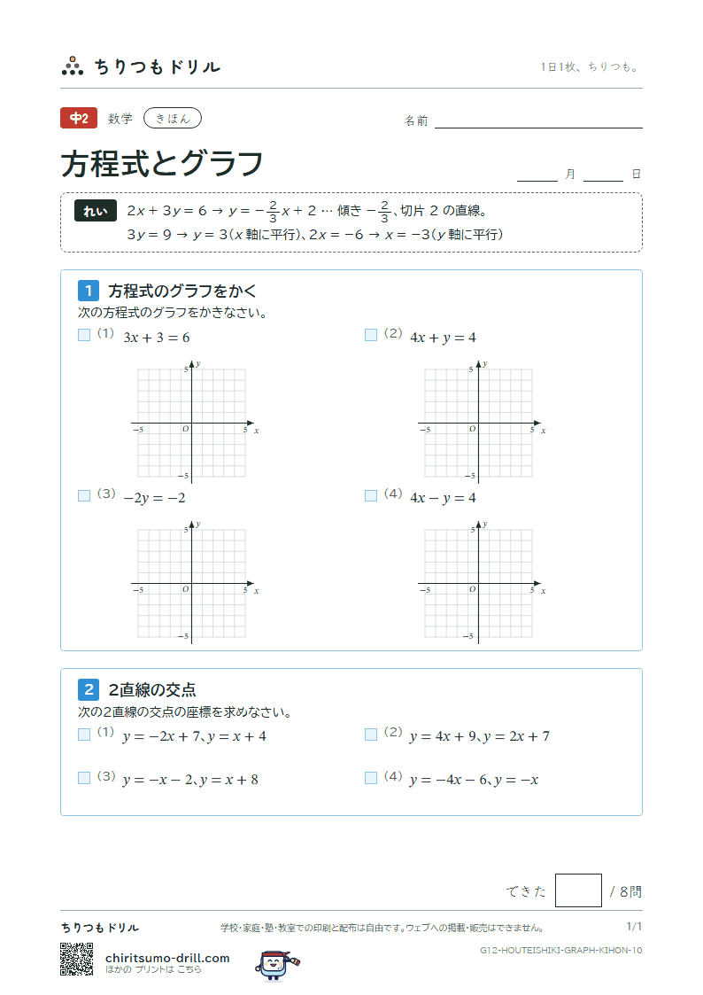 方程式とグラフ きほん その10の見本