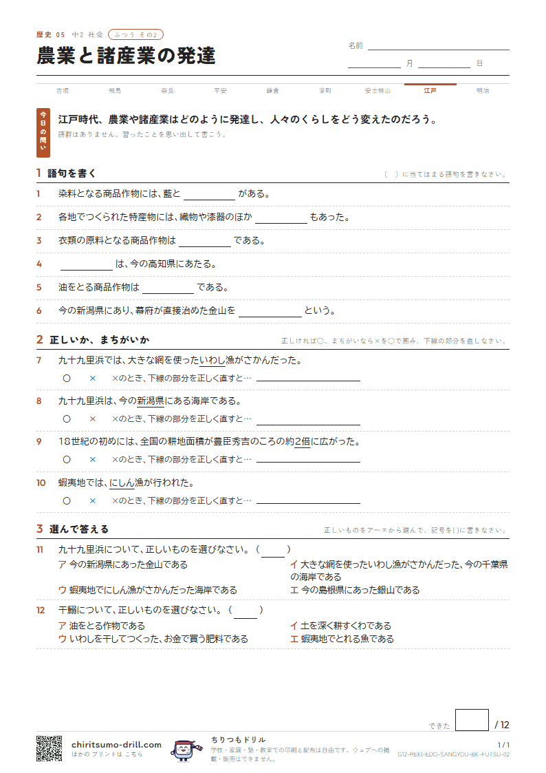 農業と諸産業の発達 ふつう その2の見本
