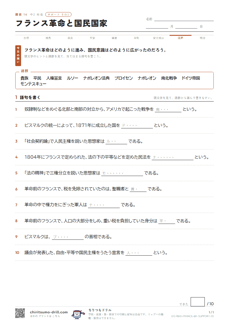 フランス革命と国民国家 サポート その3の見本