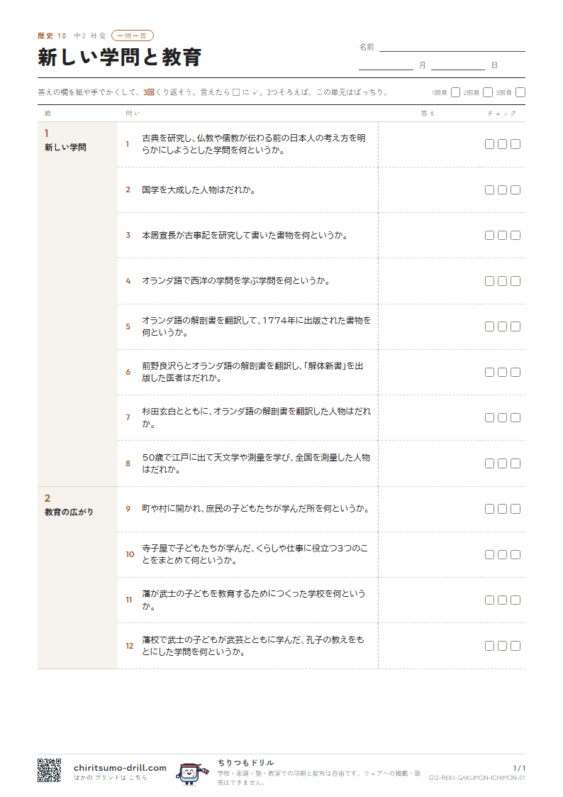 新しい学問と教育 一問一答の見本