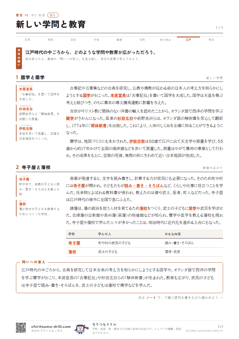 新しい学問と教育 読むの見本