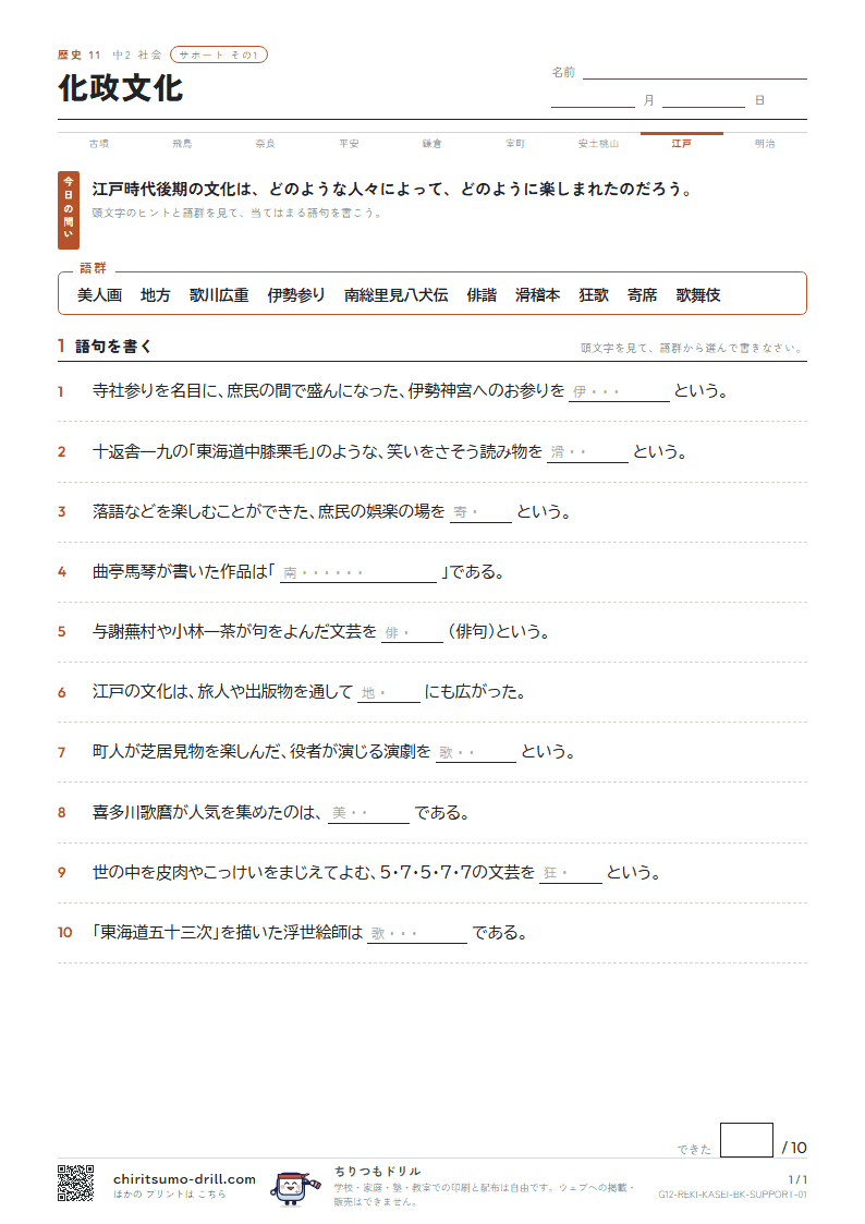 化政文化 サポート その1の見本