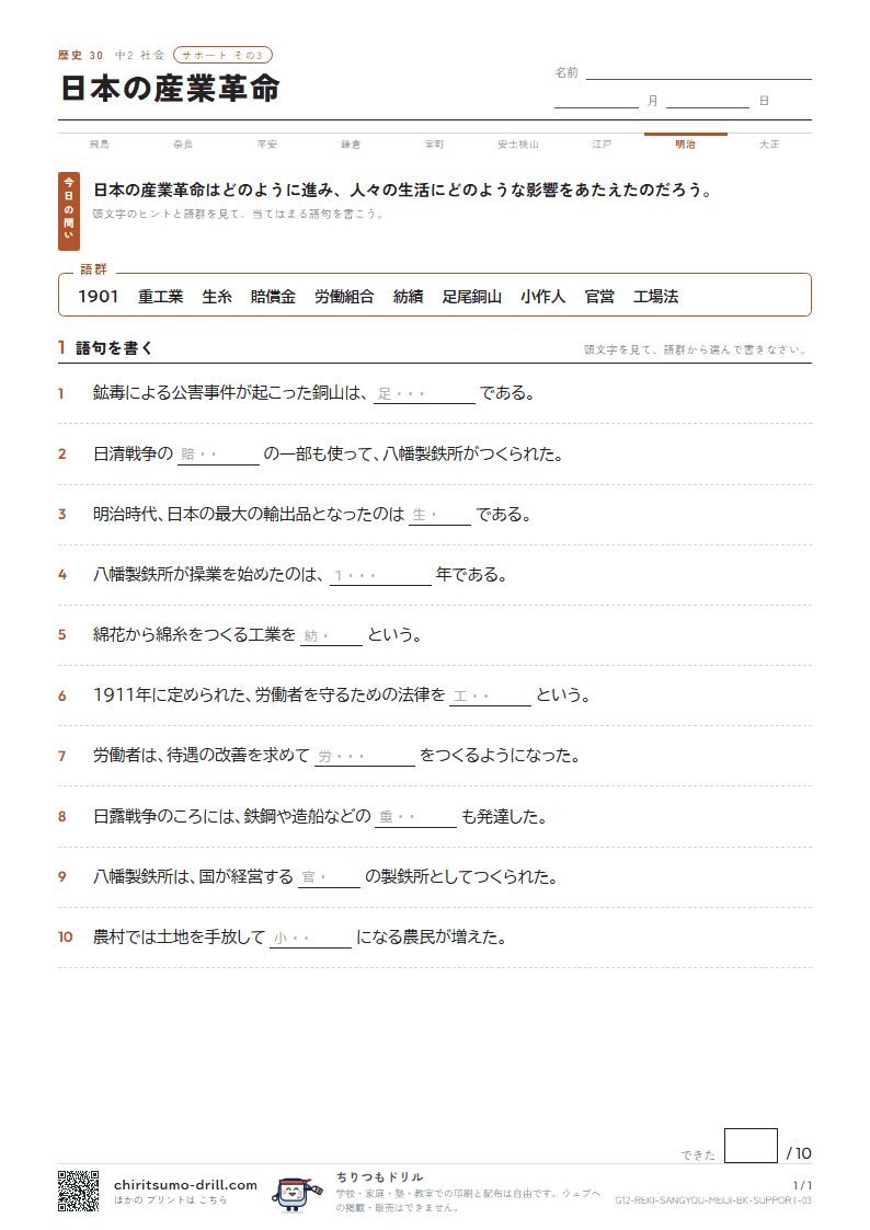 日本の産業革命 サポート その3の見本
