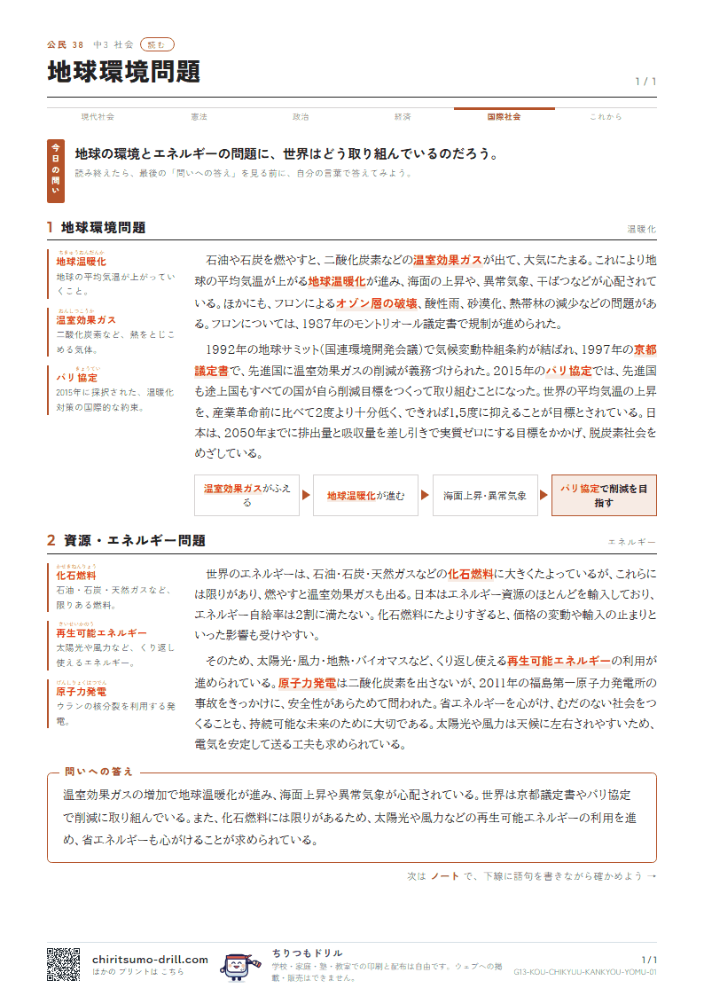 地球環境問題 読むの見本