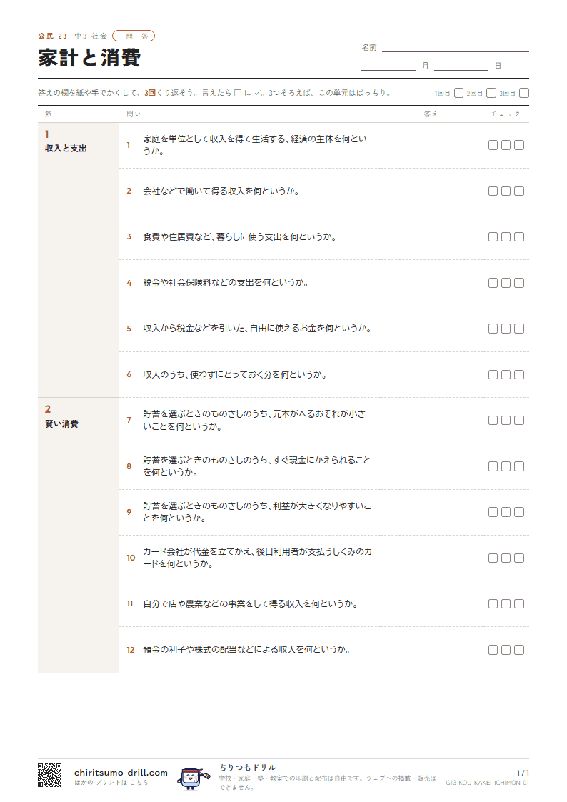 家計と消費 一問一答の見本