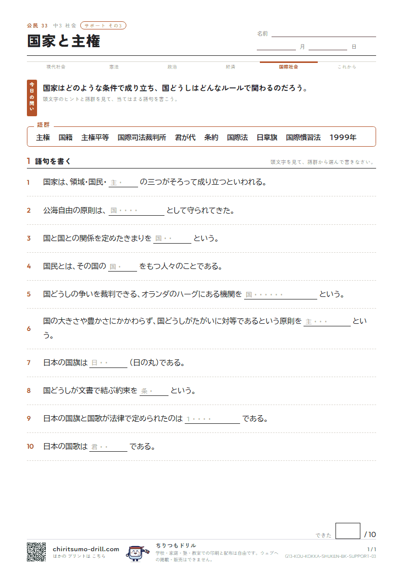 国家と主権 サポート その3の見本