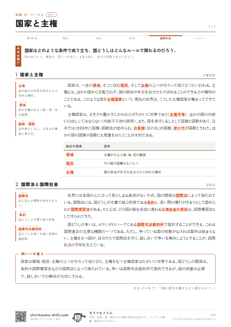 国家と主権 読むの見本