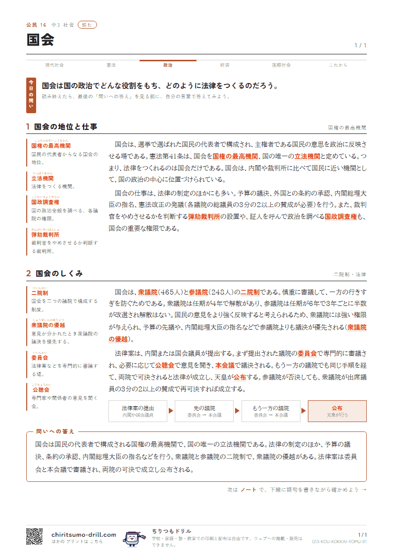 国会 読むの見本