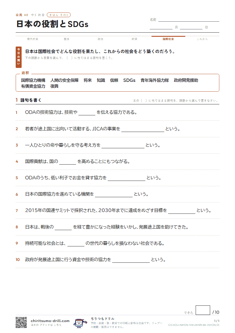 日本の役割とSDGs きほん その3の見本