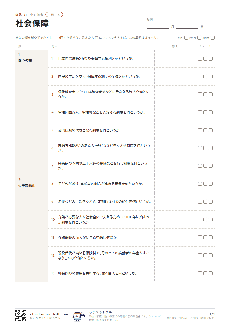 社会保障 一問一答の見本