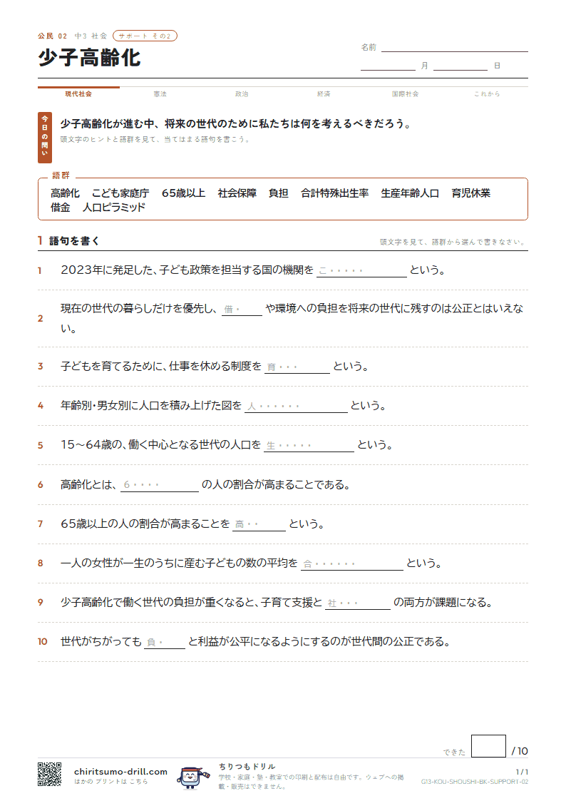 少子高齢化 サポート その2の見本