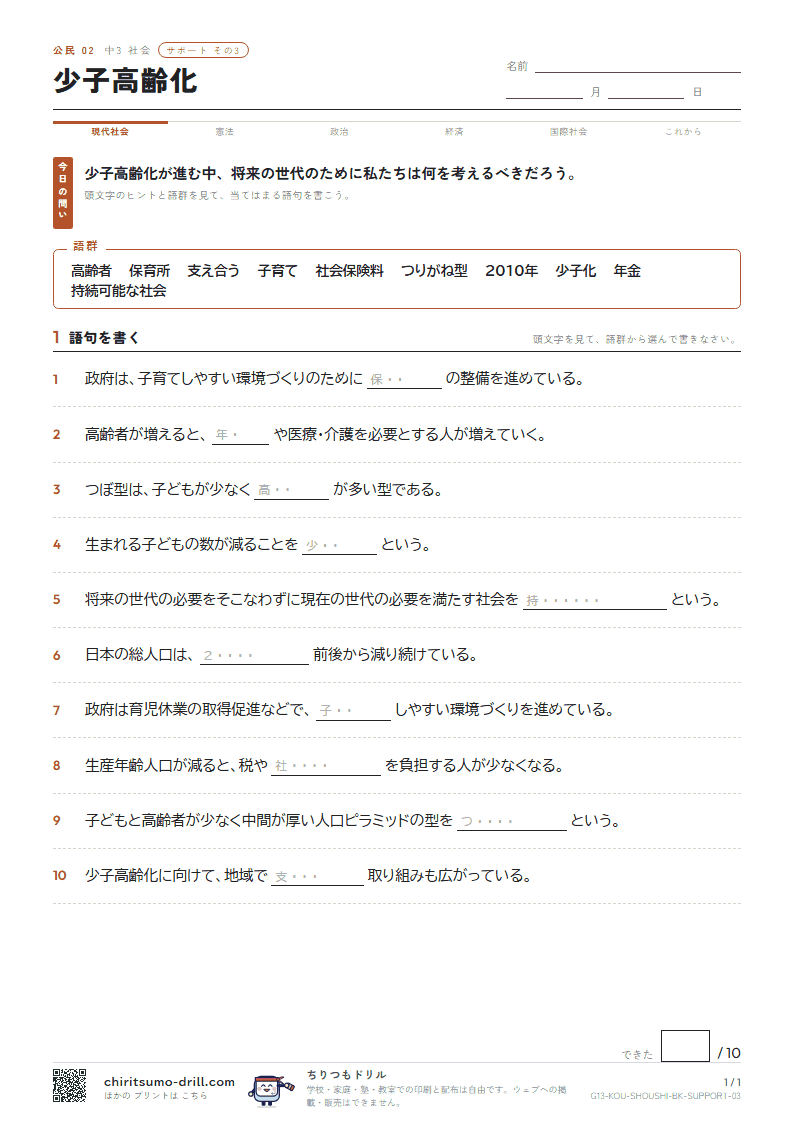少子高齢化 サポート その3の見本