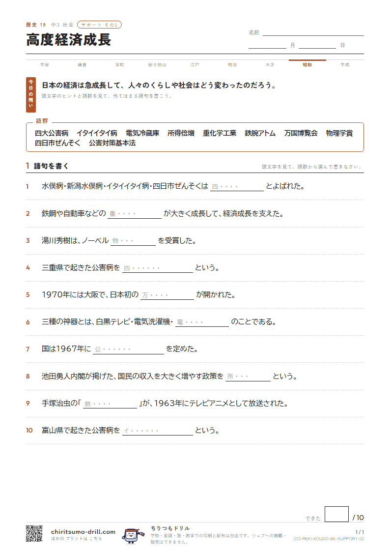 高度経済成長 サポート その2の見本