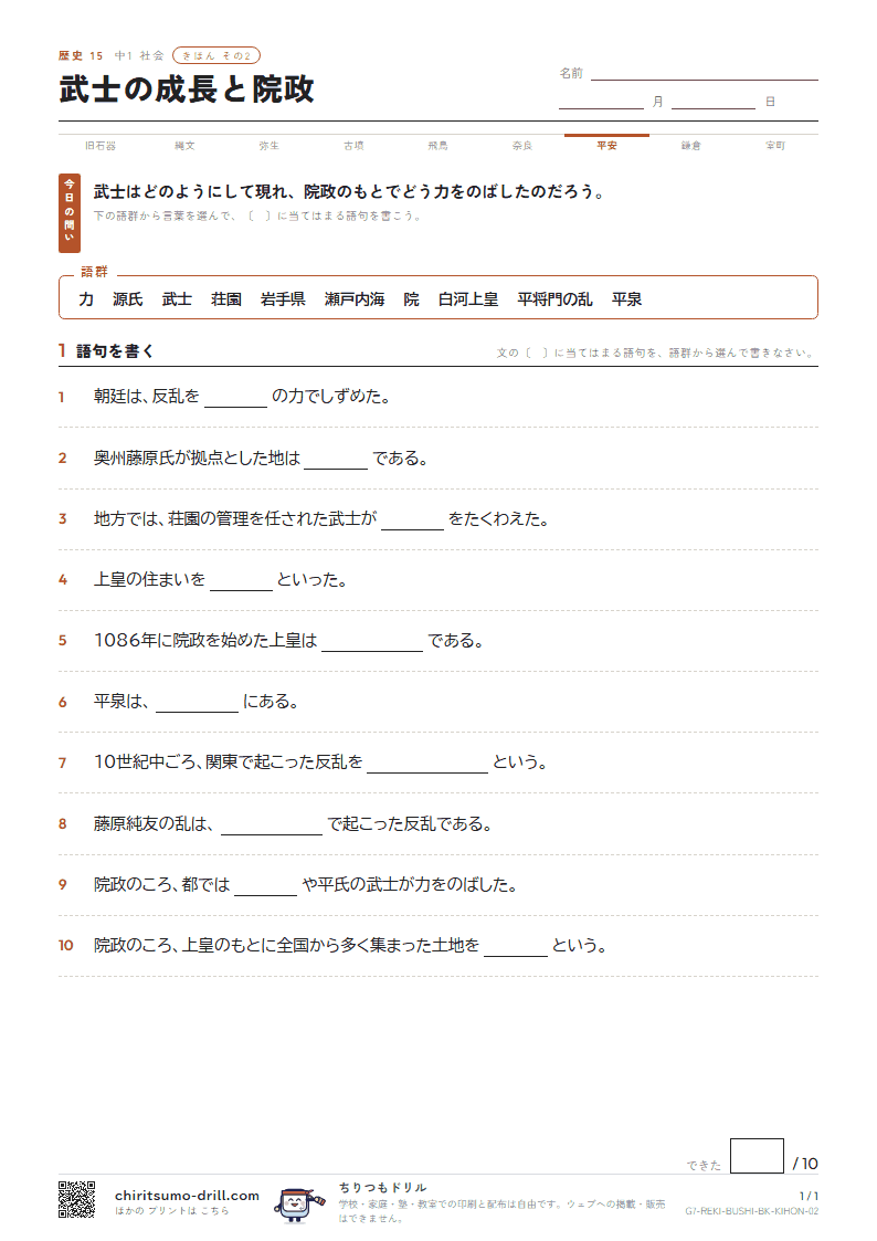 武士の成長と院政 きほん その2の見本