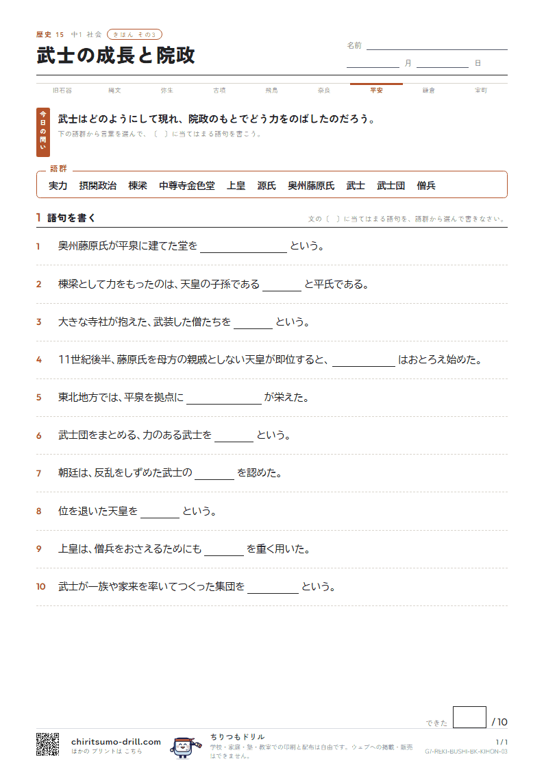 武士の成長と院政 きほん その3の見本
