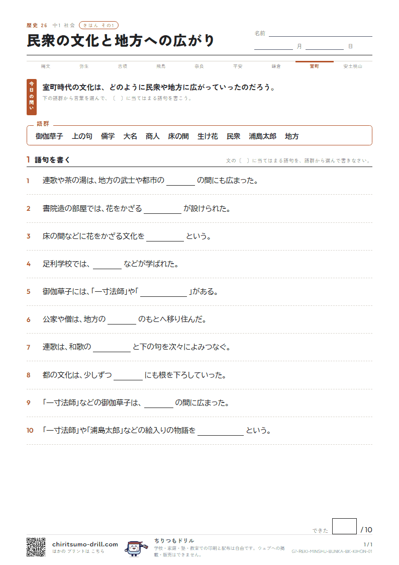 民衆の文化と地方への広がり きほん その1の見本