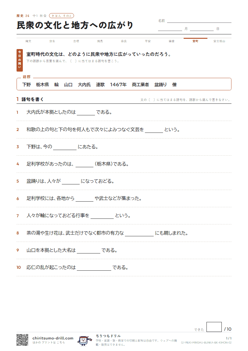 民衆の文化と地方への広がり きほん その2の見本