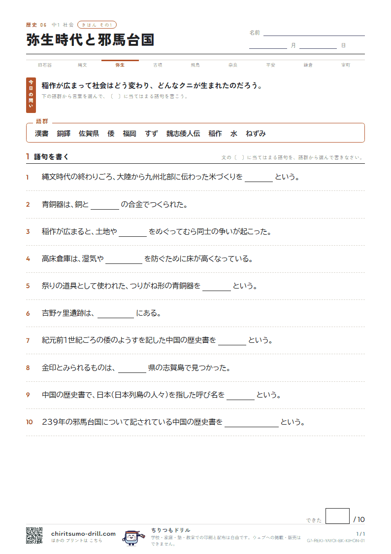 弥生時代と邪馬台国 きほん その1の見本