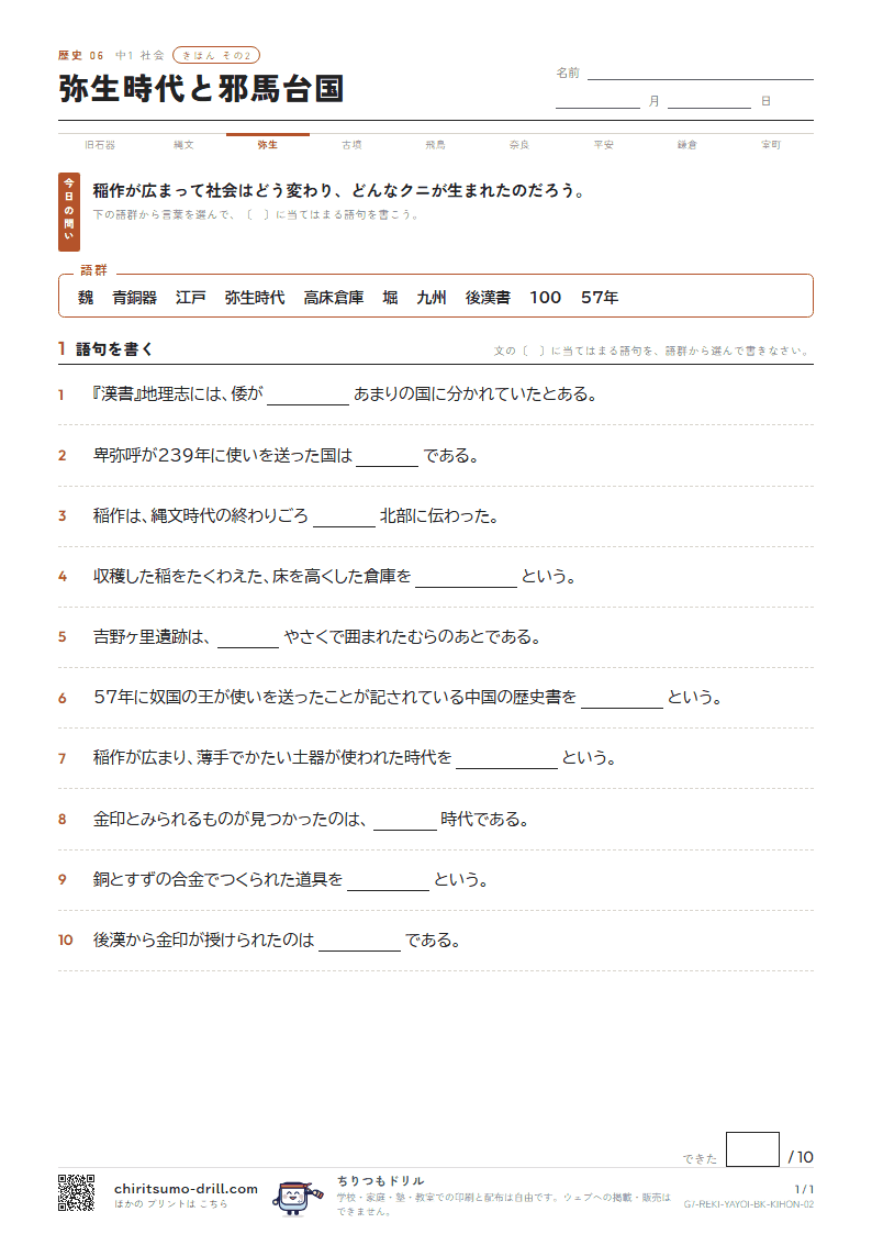 弥生時代と邪馬台国 きほん その2の見本