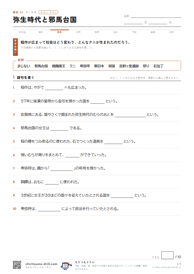 弥生時代と邪馬台国 きほん その3の見本
