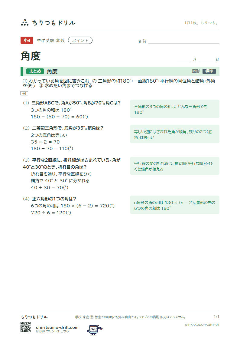 角度 ポイントの見本