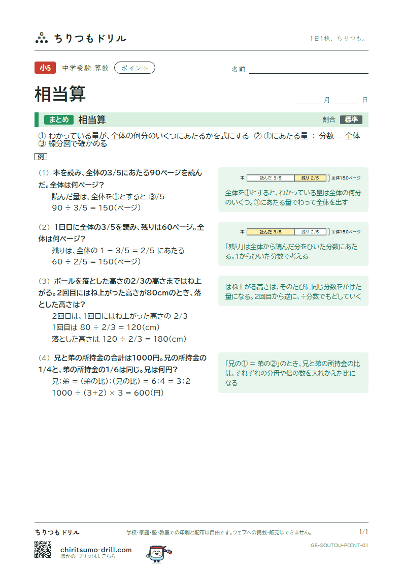 相当算 ポイントの見本
