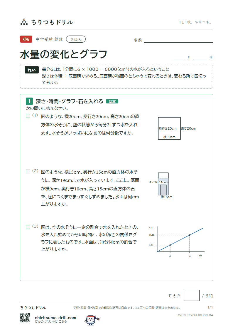 水量の変化とグラフ きほん その4の見本