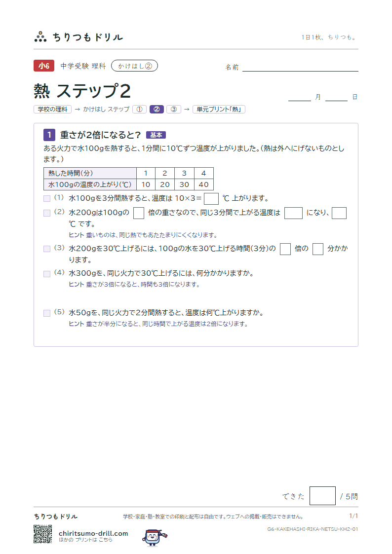 かけはし 熱(ステップ2)の見本