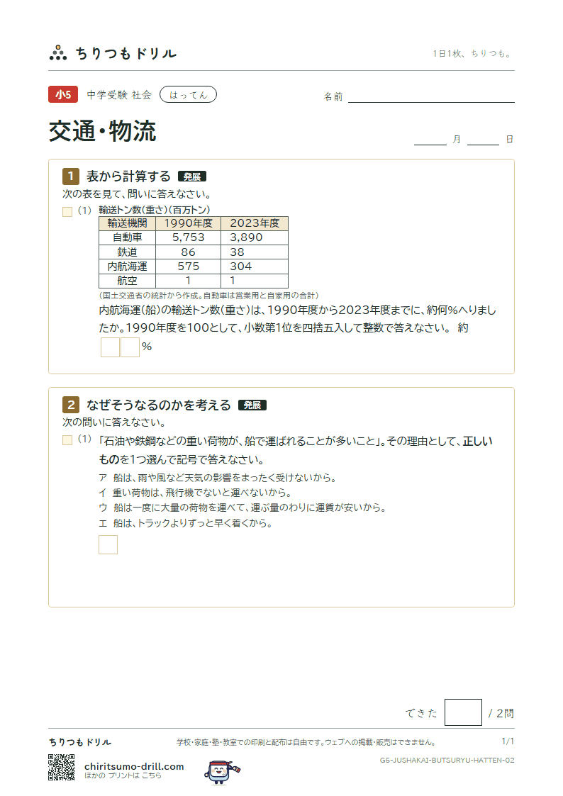 交通・物流 はってん その2の見本