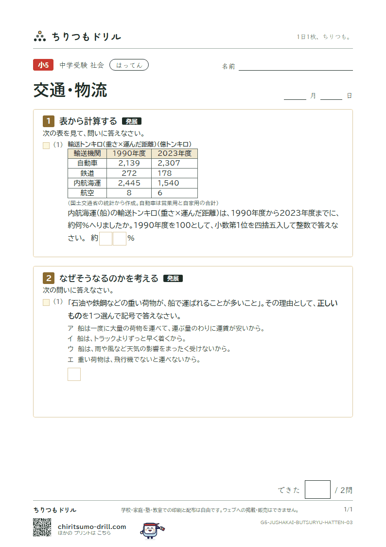 交通・物流 はってん その3の見本
