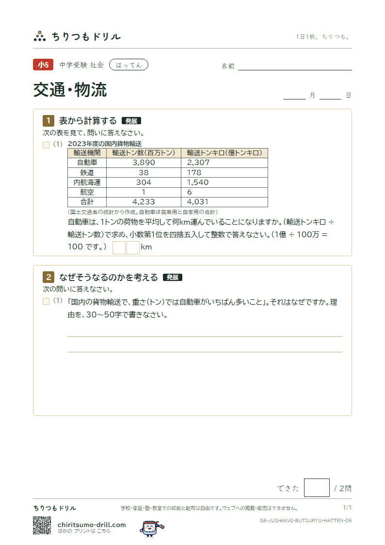 交通・物流 はってん その5の見本
