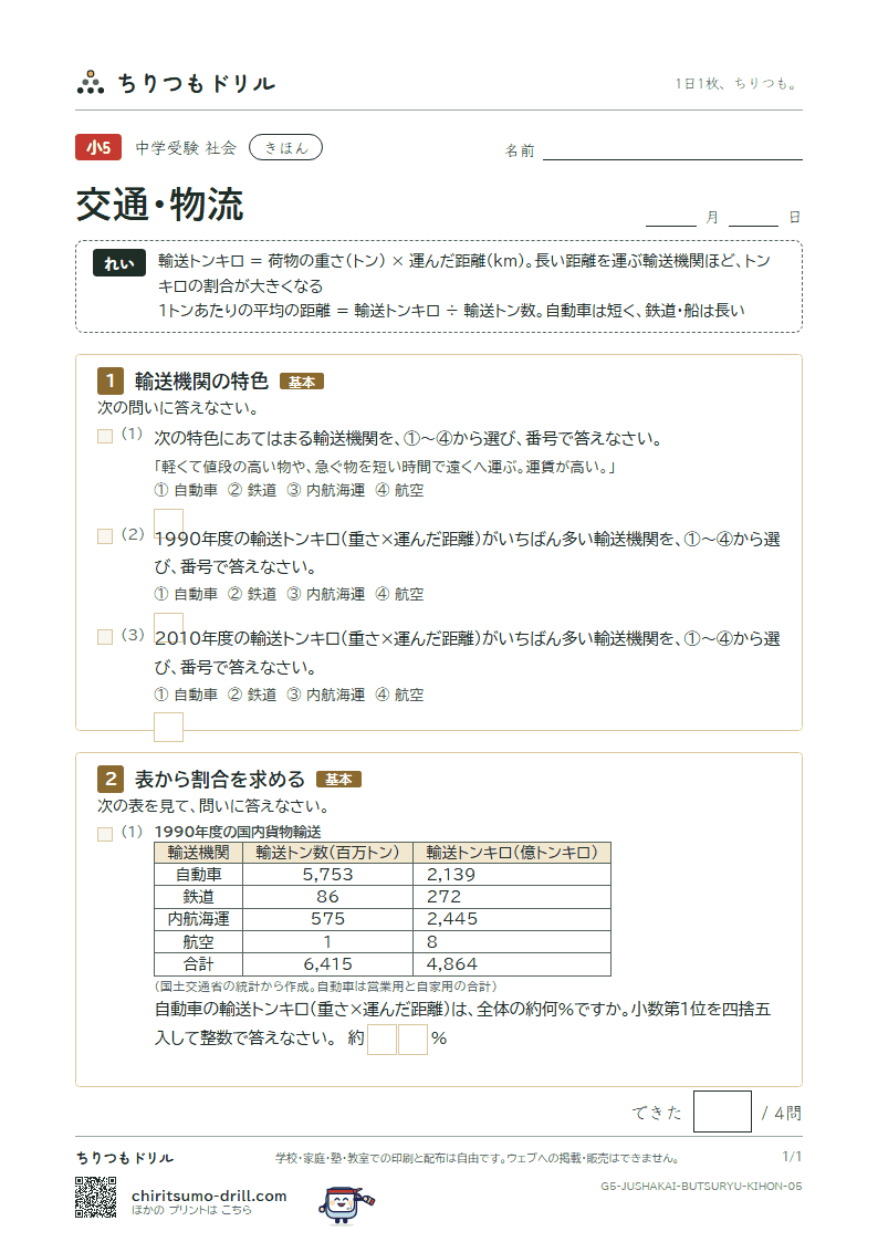 交通・物流 きほん その5の見本