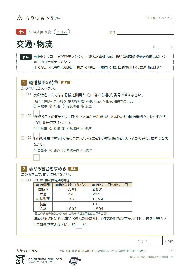 交通・物流 きほん その7の見本