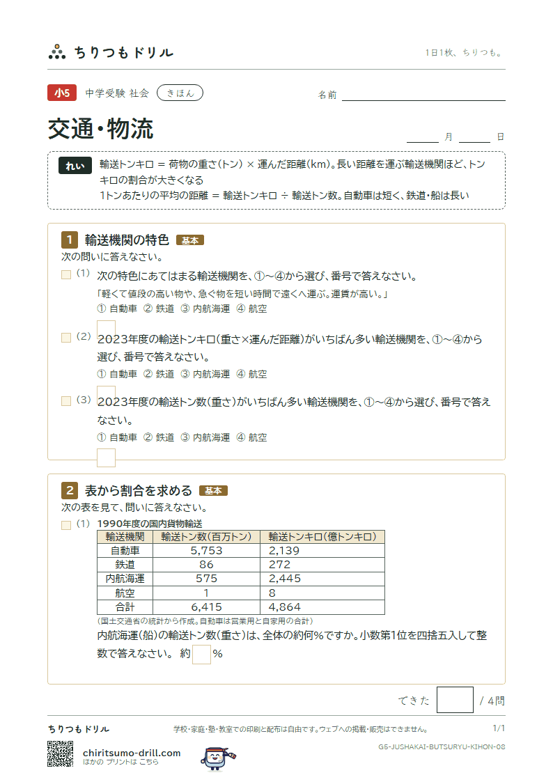 交通・物流 きほん その8の見本