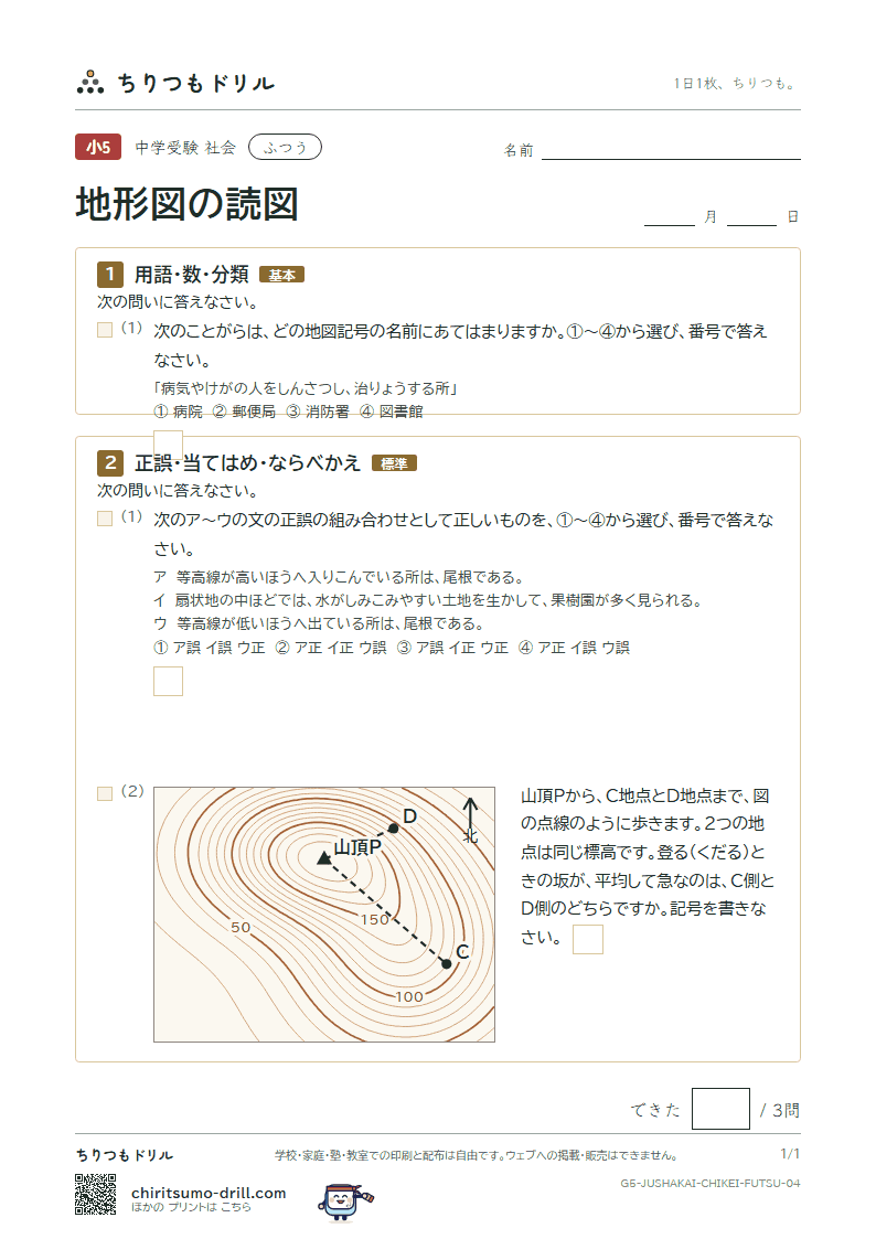 地形図の読図 ふつう その4の見本
