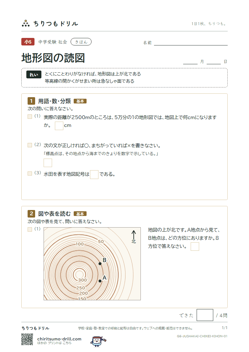 地形図の読図 きほん その1の見本