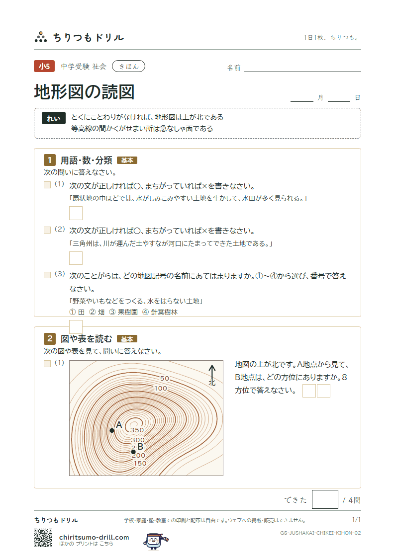 地形図の読図 きほん その2の見本