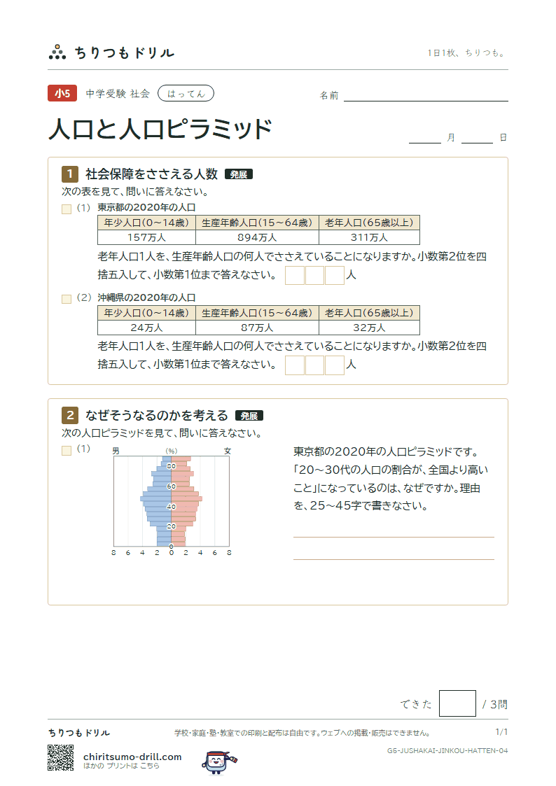 人口と人口ピラミッド はってん その4の見本