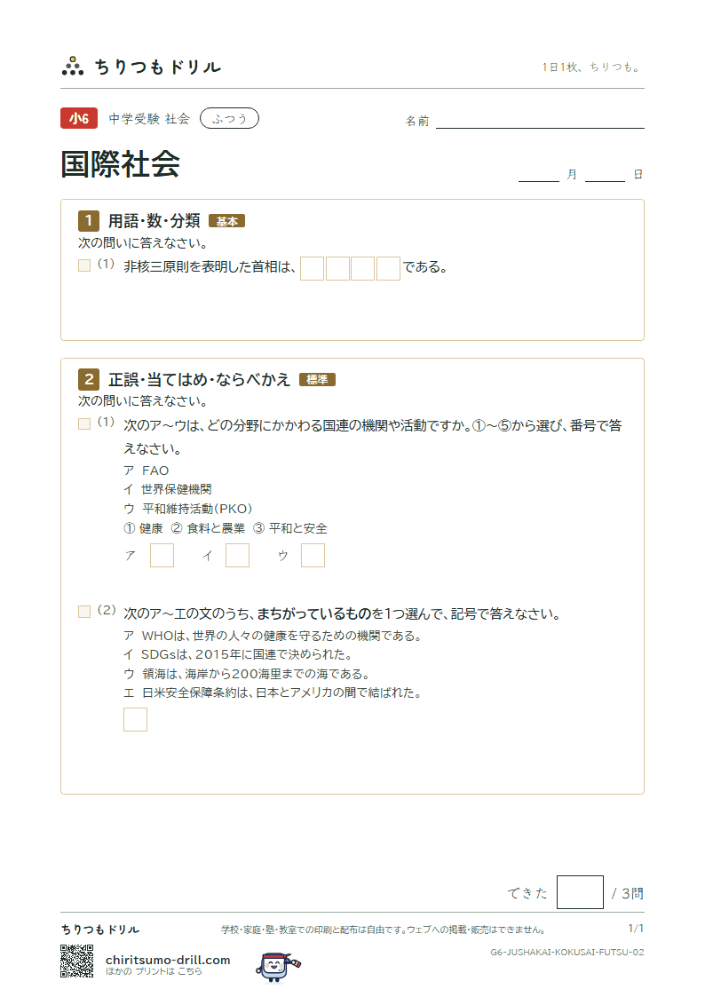 国際社会 ふつう その2の見本