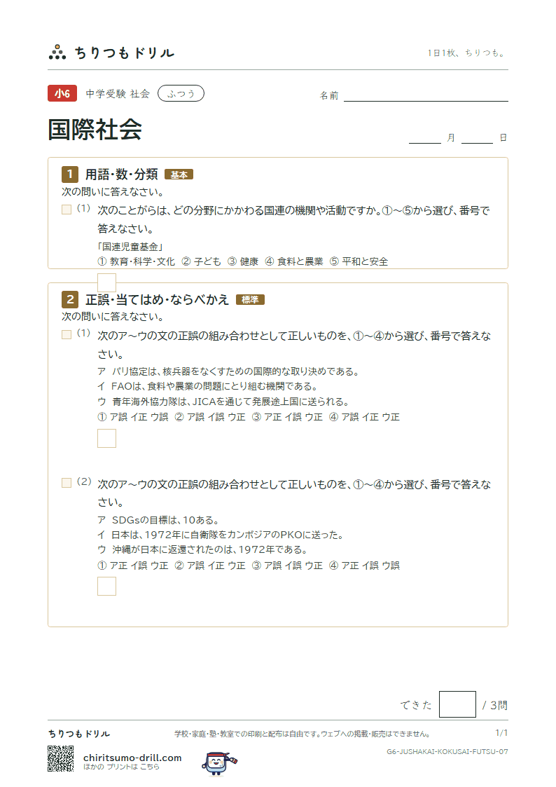 国際社会 ふつう その7の見本