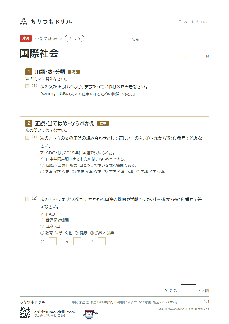 国際社会 ふつう その8の見本