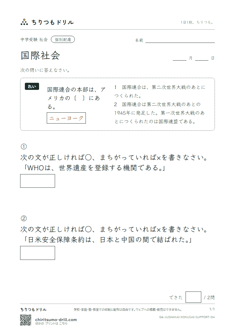 国際社会 大きな枠つき その4の見本
