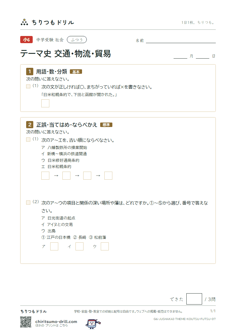 テーマ史 交通・物流・貿易 ふつう その7の見本