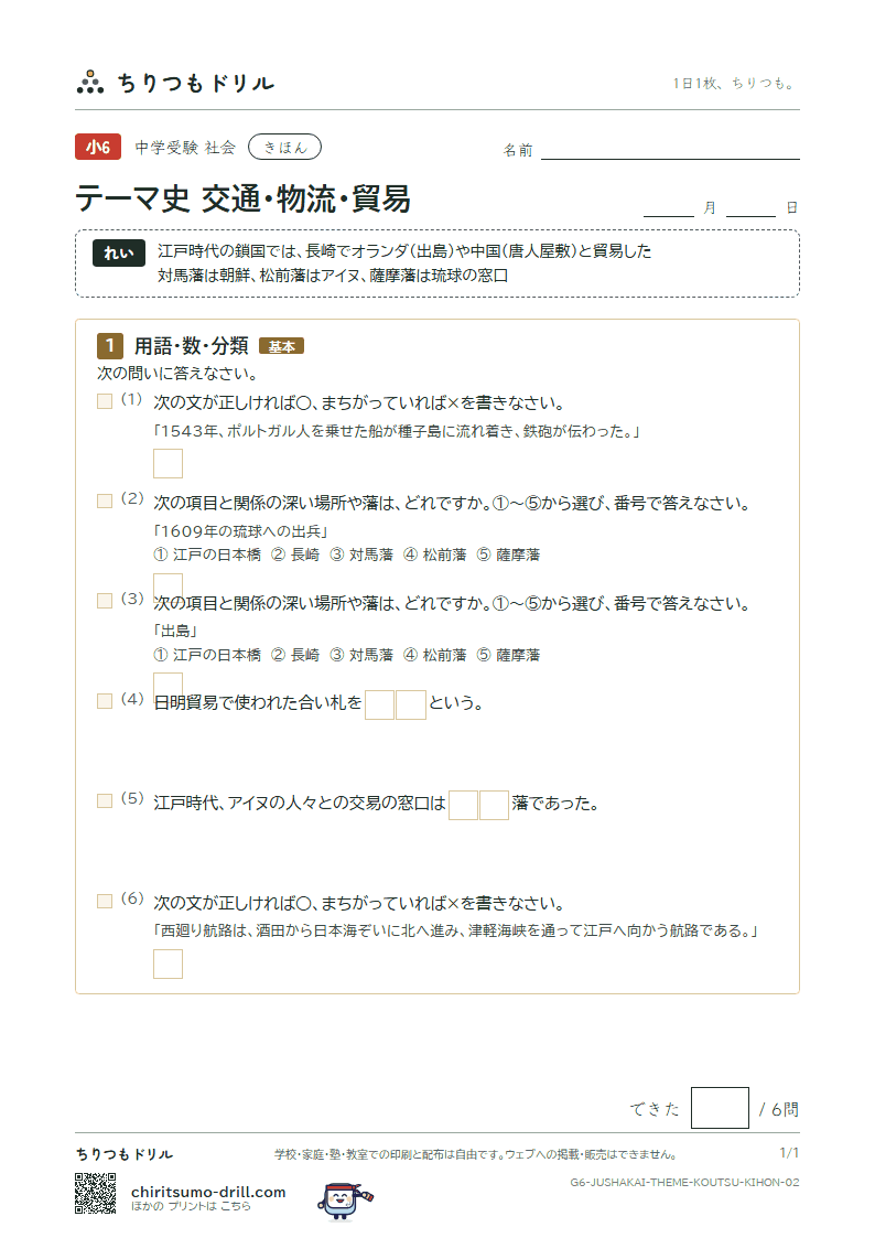 テーマ史 交通・物流・貿易 きほん その2の見本